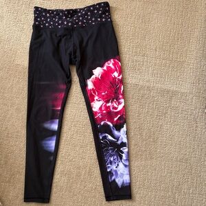 Nanette Lepore Black and Pink Floral Leggings